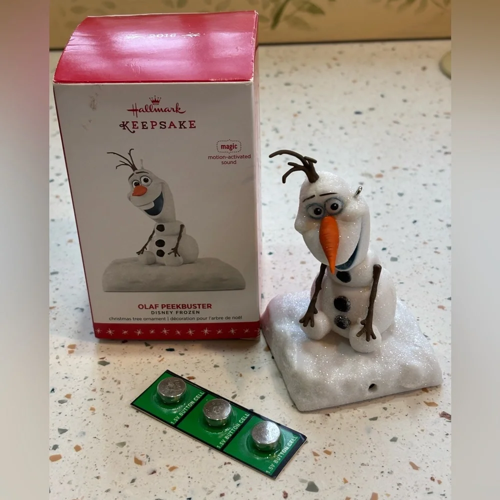 Hallmark Keepsake Olaf Peekbuster Ornament 2016 Disney‎ Frozen Activated Sound